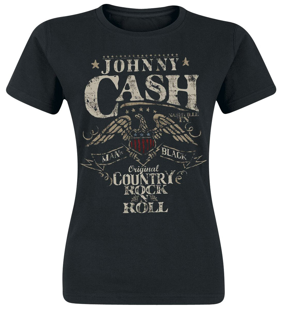 T-Shirt Manches courtes Rockabilly de Johnny Cash - Rock 'n' Roll - S à XXL - pour Femme - noir - Johnny Cash