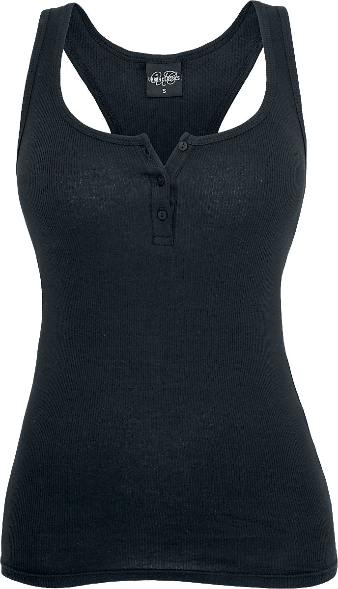Top  de Urban Classics - Ladies Débardeur Button - XS à 5XL - pour Femme - noir - Urban Classics