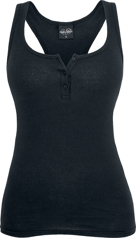 Top  de Urban Classics - Ladies Débardeur Button - XS à 5XL - pour Femme - noir - Urban Classics