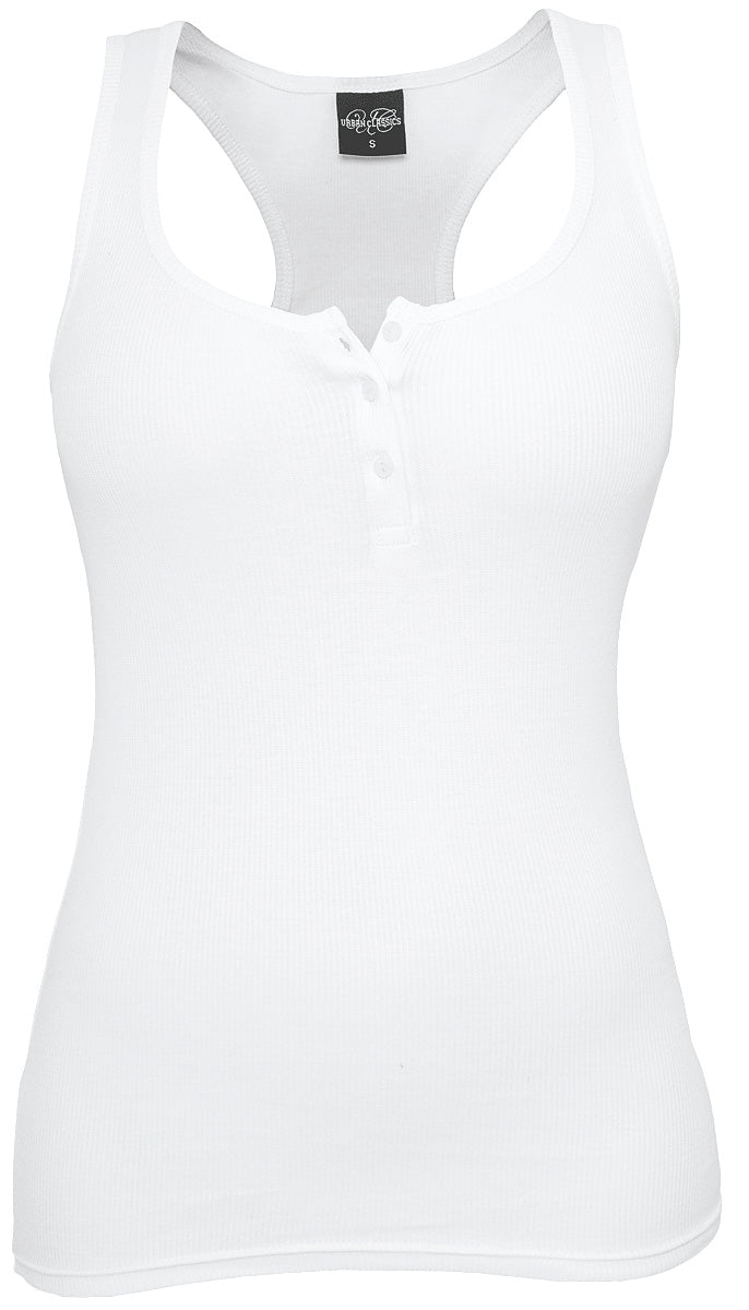 Top  de Urban Classics - Ladies Débardeur Button - XS à 5XL - pour Femme - blanc - Urban Classics