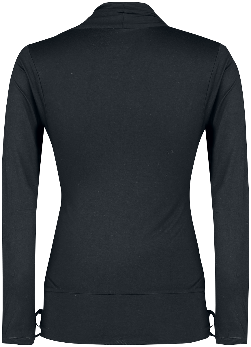 T-shirt manches longues  de Black Premium by EMP - Haut Manches Longues Ribbon - S à XXL - pour Femme - noir/gris - Black Premium by EMP - View 2