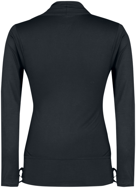 T-shirt manches longues  de Black Premium by EMP - Haut Manches Longues Ribbon - S à XXL - pour Femme - noir/gris - Black Premium by EMP - View 2