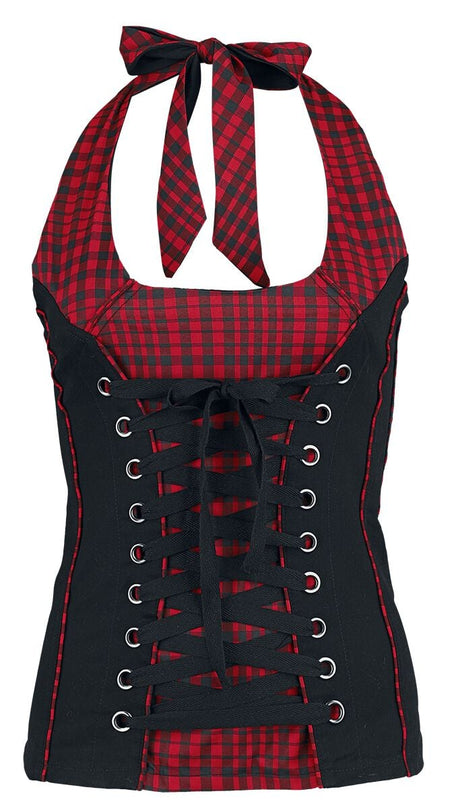 Débardeur  de Collection Spéciale EMP - Corded Chest - S à 4XL - pour Femme - noir/rouge - Collection Spéciale EMP