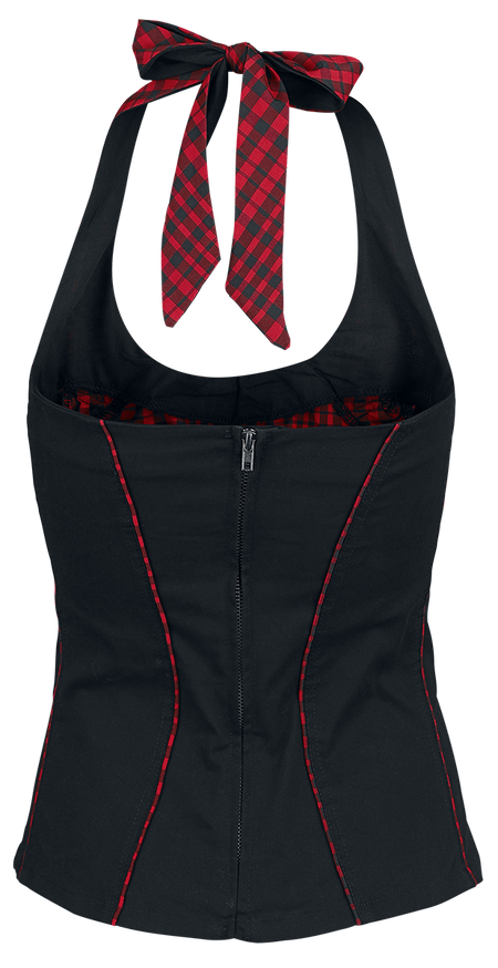 Débardeur  de Collection Spéciale EMP - Corded Chest - S à 4XL - pour Femme - noir/rouge - Collection Spéciale EMP - View 2