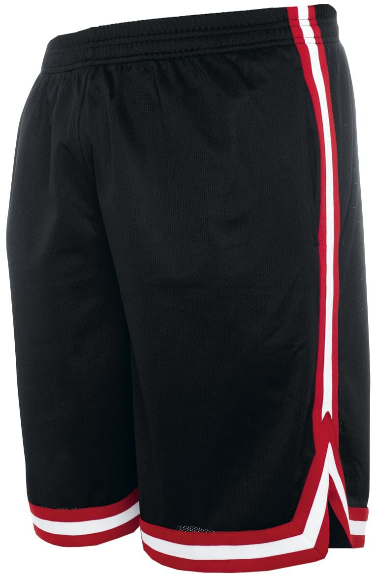 Short  de Urban Classics - Short Stripes Mesh - S à 3XL - pour Homme - noir/rouge - Urban Classics