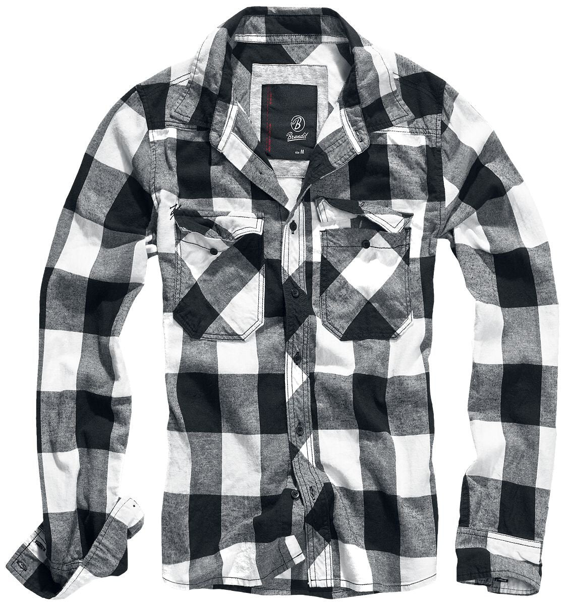 Chemise en flanelle  de Brandit - Chemise À Carreaux - S à 7XL - pour Homme - noir/blanc - Brandit