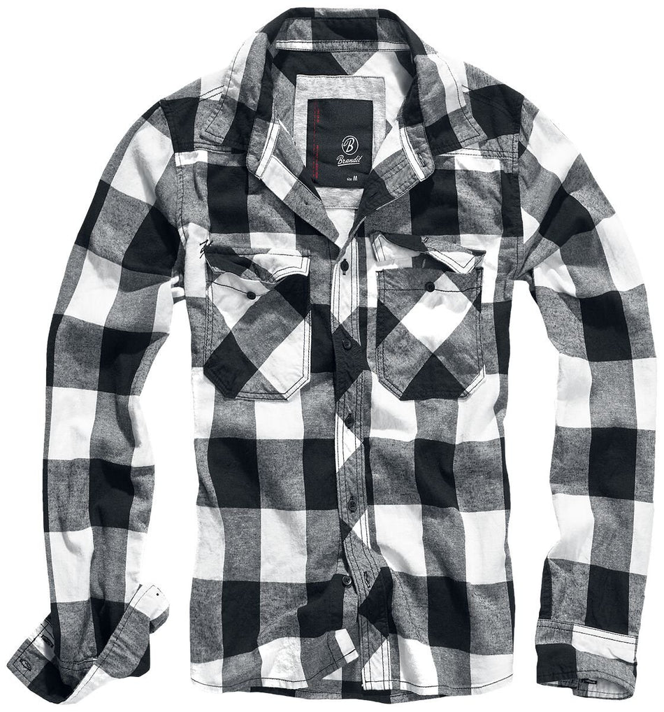 Chemise en flanelle  de Brandit - Chemise À Carreaux - S à 7XL - pour Homme - noir/blanc - Brandit