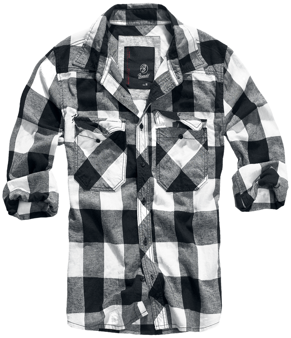Chemise en flanelle  de Brandit - Chemise À Carreaux - S à 7XL - pour Homme - noir/blanc - Brandit - View 2