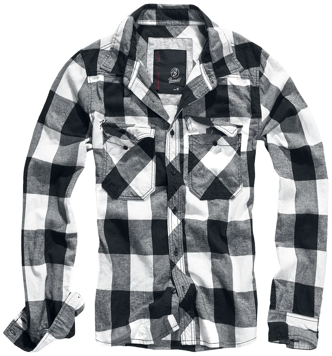 Chemise en flanelle  de Brandit - Chemise À Carreaux - S à 7XL - pour Homme - noir/blanc - Brandit