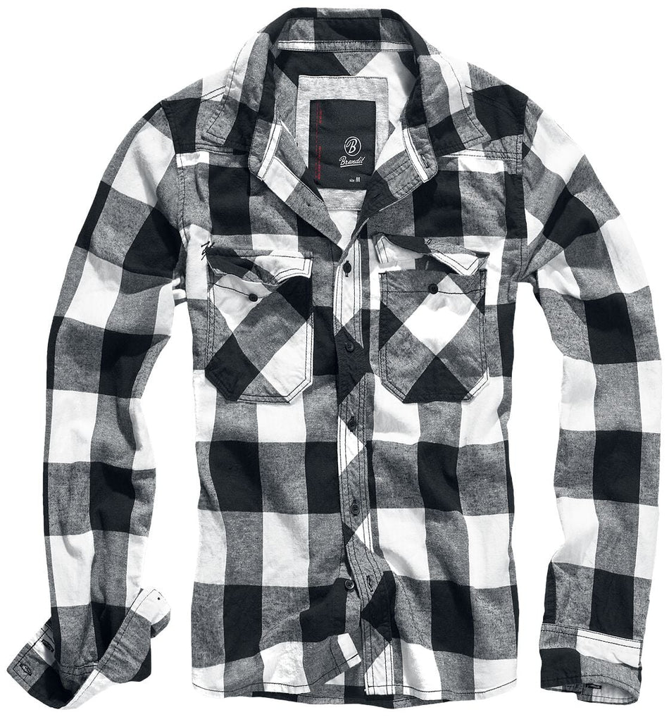 Chemise en flanelle  de Brandit - Chemise À Carreaux - S à 7XL - pour Homme - noir/blanc - Brandit