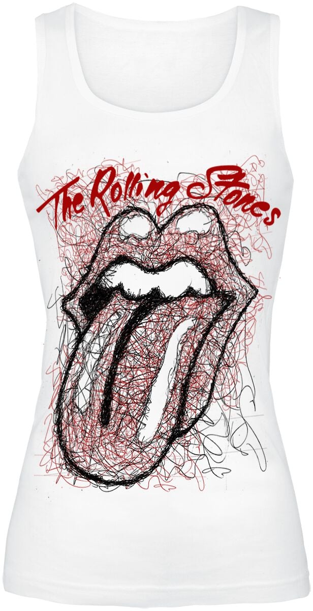 Top  de The Rolling Stones - Sketch Tongue - S à XXL - pour Femme - blanc - The Rolling Stones