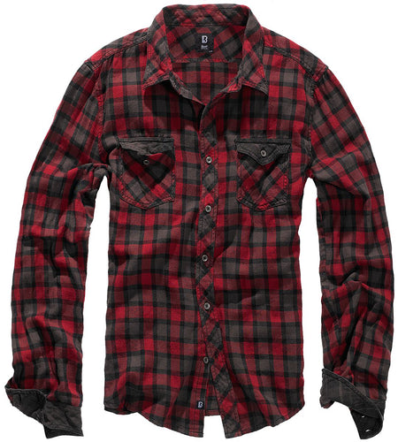 Chemise manches longues  de Brandit - Duncan - S à XXL - pour Homme - rouge/gris - Brandit