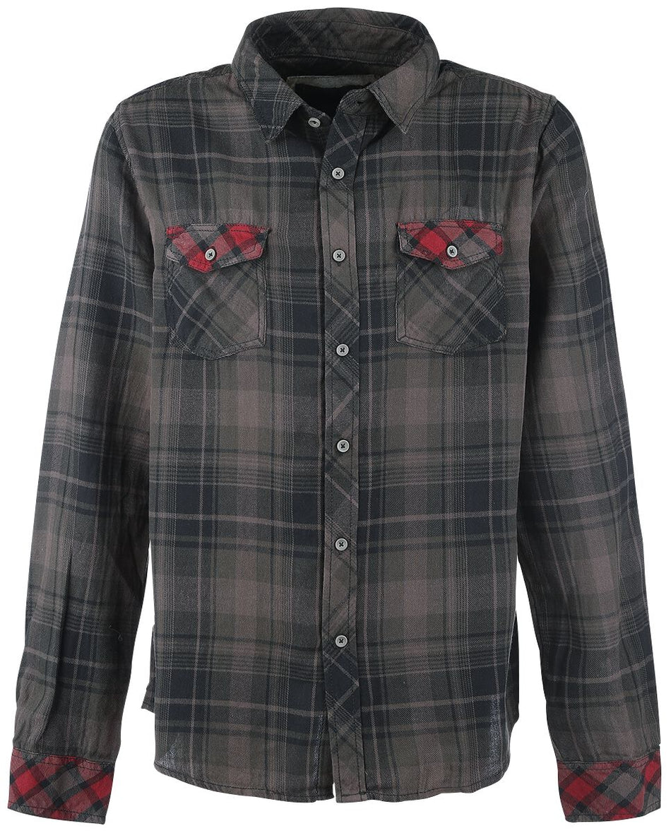 Chemise manches longues  de Brandit - Duncan - S à XXL - pour Homme - marron/noir - Brandit