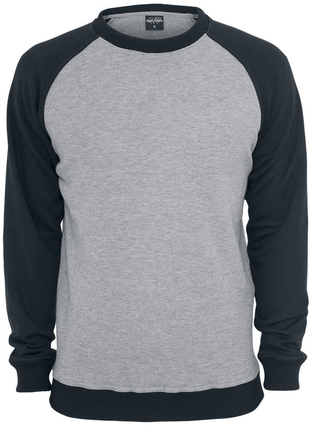 Sweat-shirt  de Urban Classics - T-shirt Raglan Col Rond - S à 5XL - pour Homme - gris/noir - Urban Classics