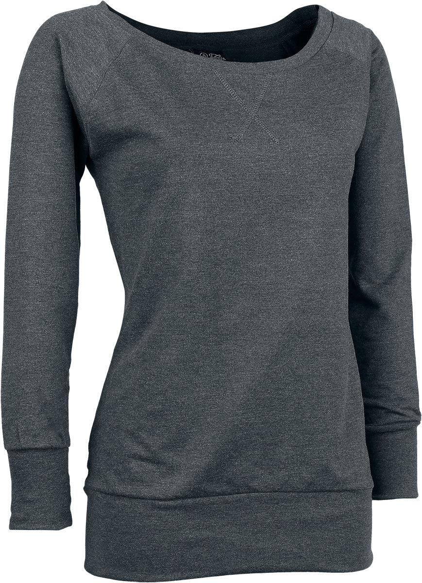 Sweat-shirt  de Urban Classics - Sweat col rond large - S à 3XL - pour Femme - anthracite - Urban Classics