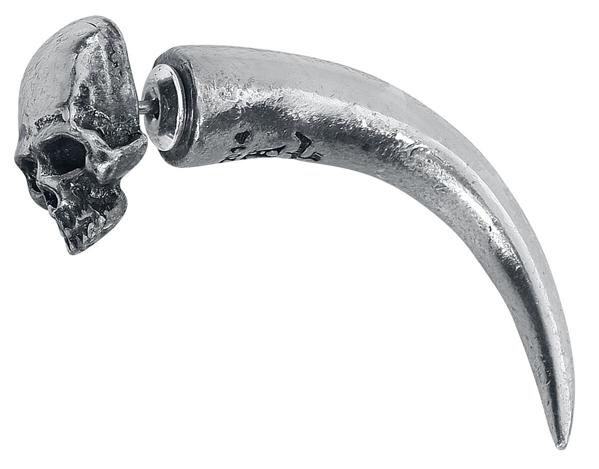 Bijou d'oreille Gothic de Alchemy Gothic - Tomb Skull Horn - pour Unisexe - couleur argent - Alchemy Gothic