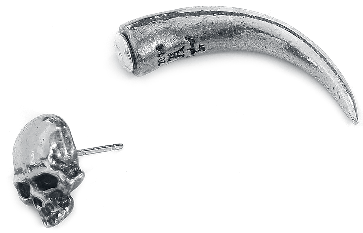 Bijou d'oreille Gothic de Alchemy Gothic - Tomb Skull Horn - pour Unisexe - couleur argent - Alchemy Gothic - View 2