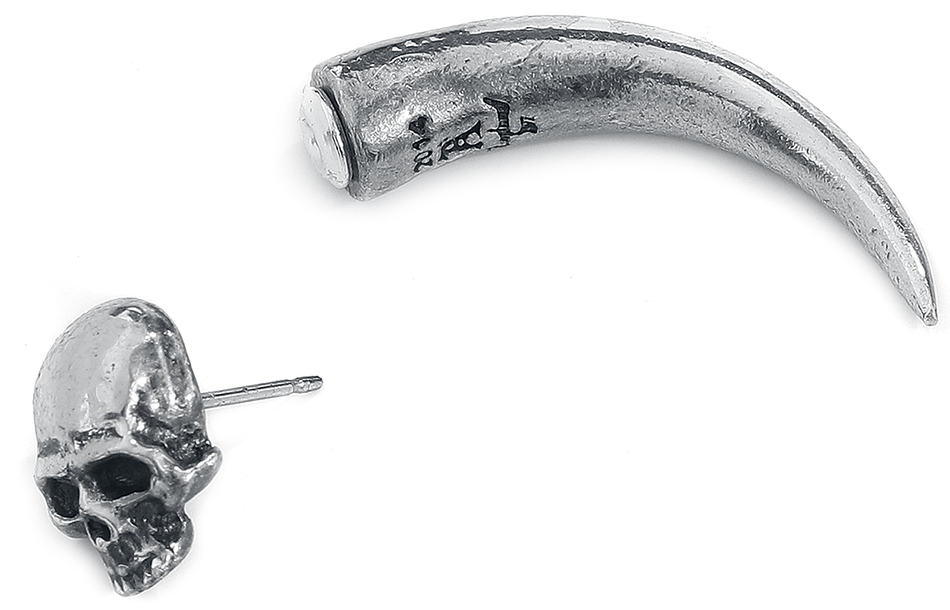 Bijou d'oreille Gothic de Alchemy Gothic - Tomb Skull Horn - pour Unisexe - couleur argent - Alchemy Gothic - View 2