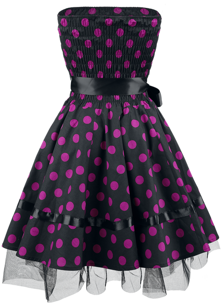Robe courte Rockabilly de H&R London - Big Purple Dots - S à L - pour Femme - noir/rose - H&R London - View 2