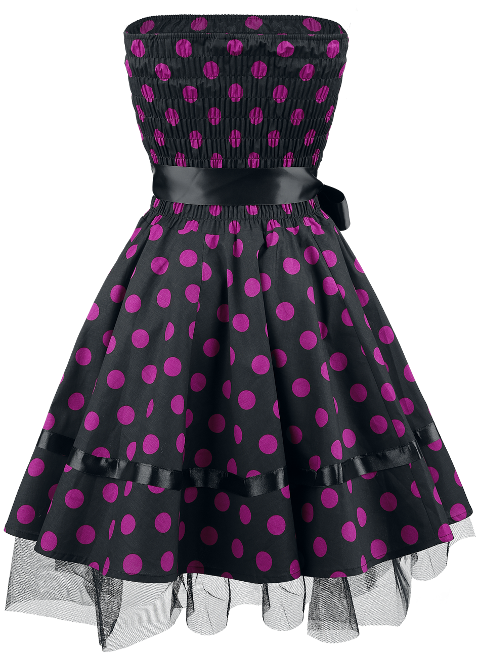 Robe courte Rockabilly de H&R London - Big Purple Dots - S à L - pour Femme - noir/rose - H&R London - View 2
