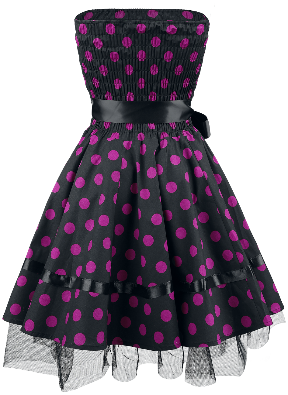 Robe courte Rockabilly de H&R London - Big Purple Dots - S à L - pour Femme - noir/rose - H&R London - View 2