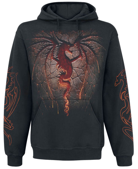 Sweat-shirt à capuche Gothic de Spiral - Dragon Furnace - S à XXL - pour Homme - noir - Spiral