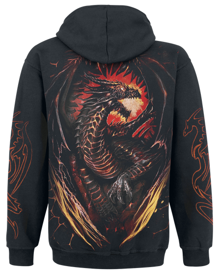 Sweat-shirt à capuche Gothic de Spiral - Dragon Furnace - S à XXL - pour Homme - noir - Spiral - View 2