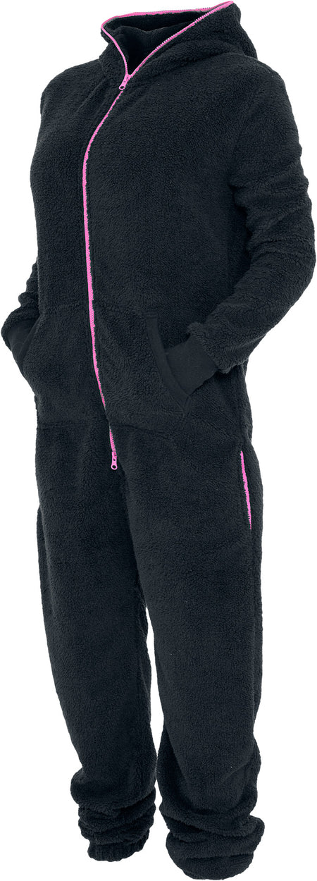 Combinaison  de Urban Classics - Combinaison Teddy - M-L - pour Femme - noir - Urban Classics