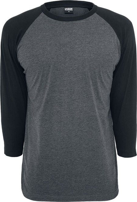 T-shirt manches longues  de Urban Classics - T-Shirt manches 3/4 Raglan - M à 5XL - pour Homme - anthracite/noir - Urban Classics