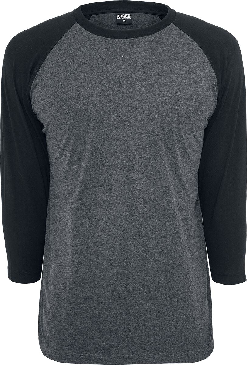 T-shirt manches longues  de Urban Classics - T-Shirt manches 3/4 Raglan - M à 5XL - pour Homme - anthracite/noir - Urban Classics