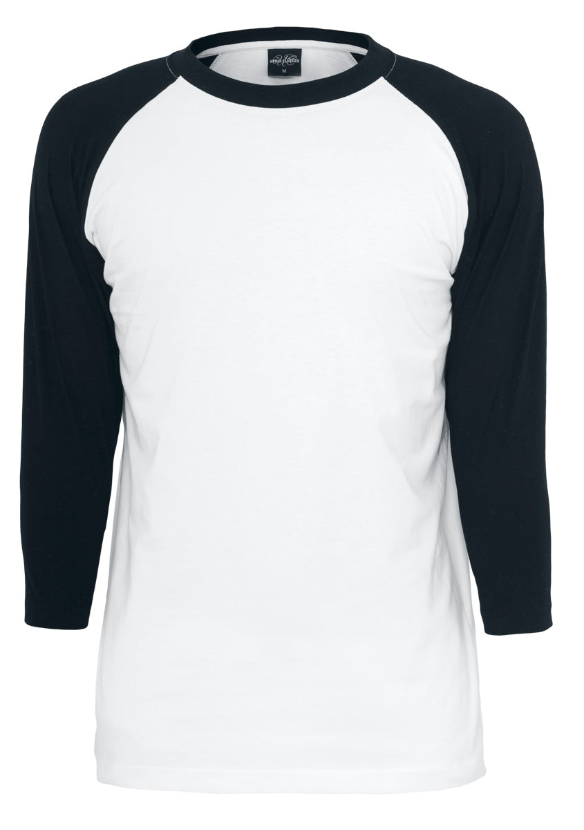 T-shirt manches longues  de Urban Classics - T-Shirt manches 3/4 Raglan - XL à 5XL - pour Homme - blanc/noir - Urban Classics
