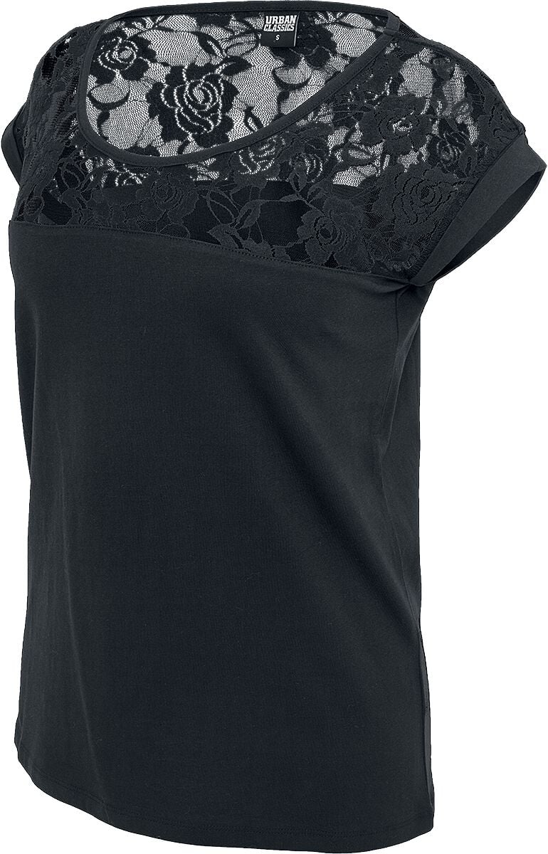 T-Shirt Manches courtes  de Urban Classics - Ladies T-Shirt Top Laces - XS à XL - pour Femme - noir - Urban Classics