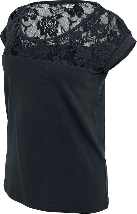 T-Shirt Manches courtes  de Urban Classics - Ladies T-Shirt Top Laces - XS à XL - pour Femme - noir - Urban Classics