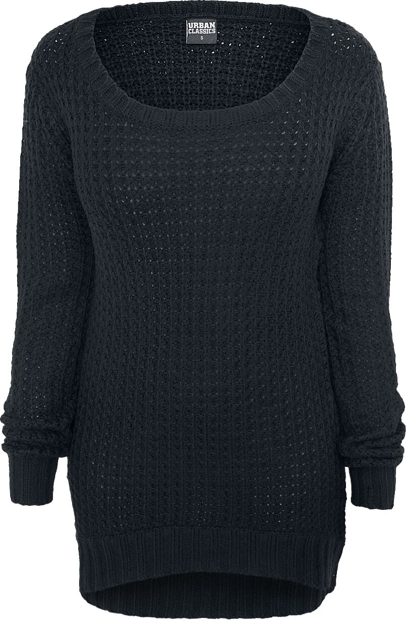 Pull tricoté  de Urban Classics - Ladies Sweat Long Wideneck - XS à XL - pour Femme - noir - Urban Classics