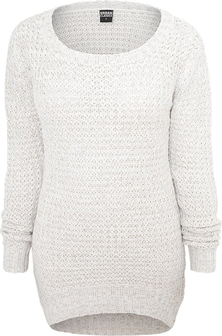 Pull tricoté  de Urban Classics - Ladies Sweat Long Wideneck - XS à XL - pour Femme - blanc cassé - Urban Classics