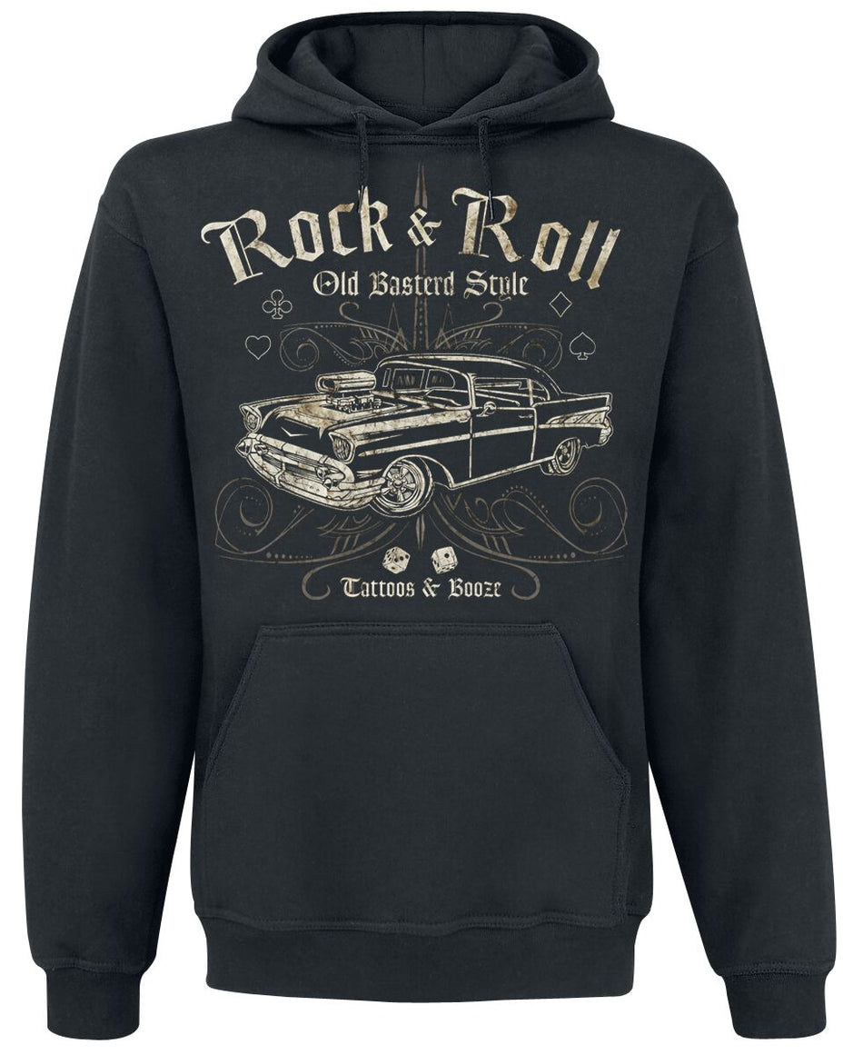 Sweat-shirt à capuche Rockabilly de Old Basterd Style - S à 5XL - pour Homme - noir - Old Basterd Style