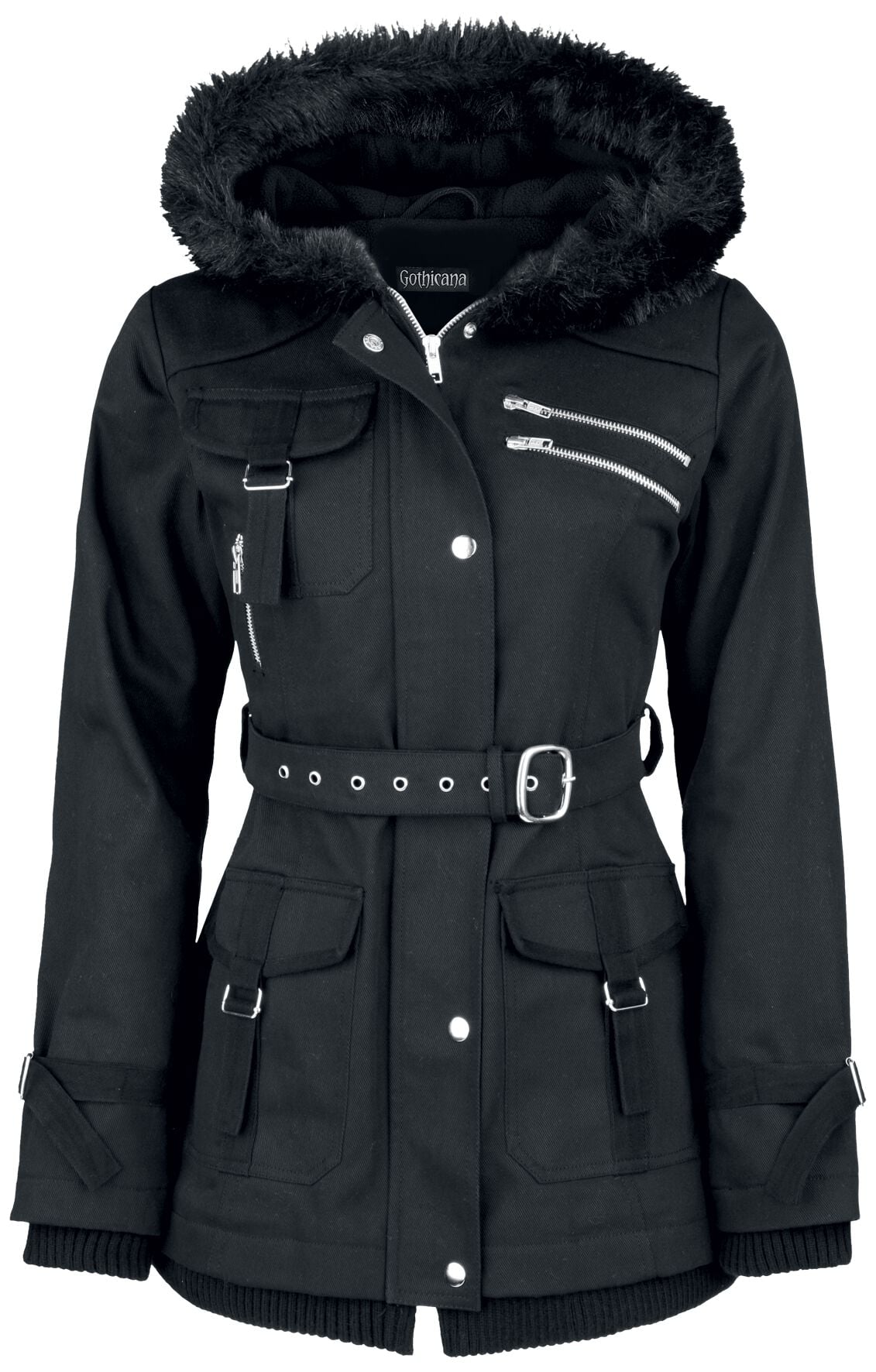Manteau d'hiver Gothic de Gothicana by EMP - Veste Multi-Poches - S à 6XL - pour Femme - noir - Gothicana by EMP
