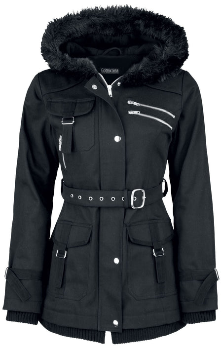 Manteau d'hiver Gothic de Gothicana by EMP - Veste Multi-Poches - S à 6XL - pour Femme - noir - Gothicana by EMP