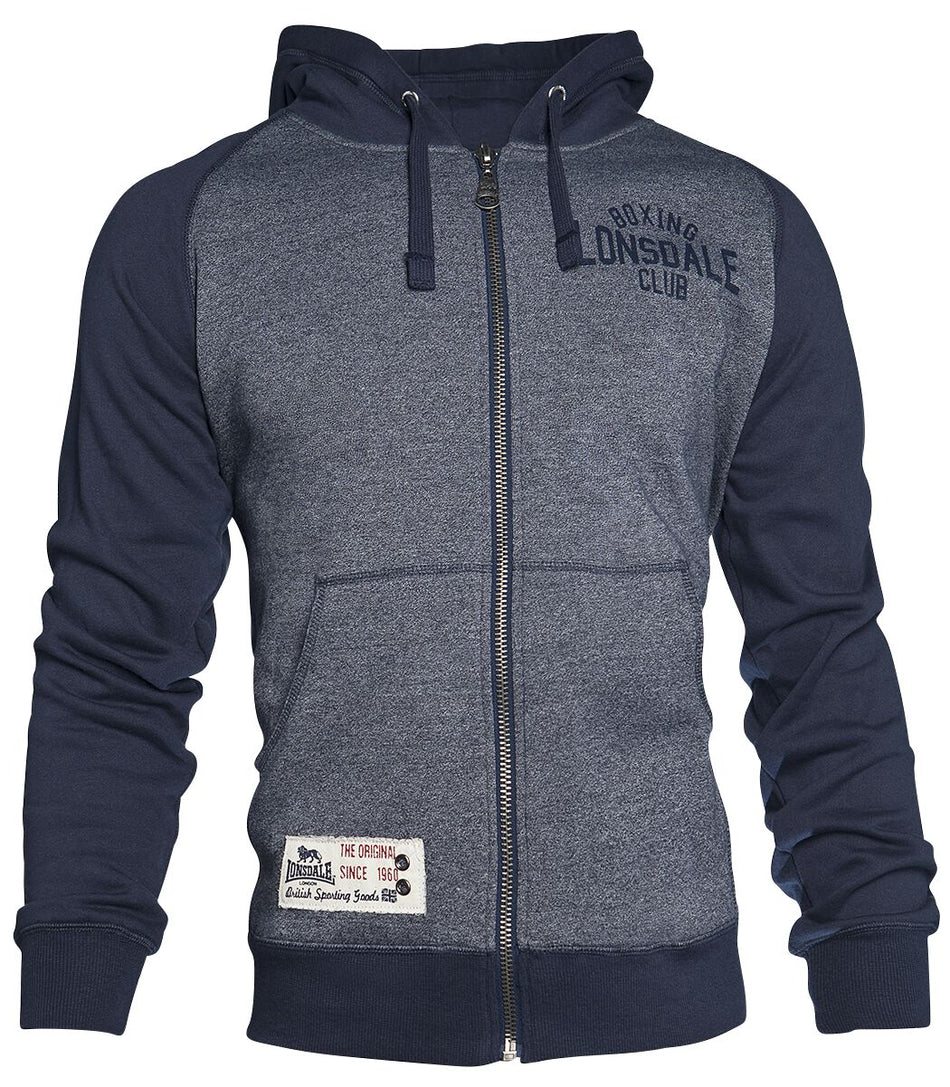 Sweat-shirt zippé à capuche  de Lonsdale London - Slough - M à 5XL - pour Homme - bleu chiné - Lonsdale London