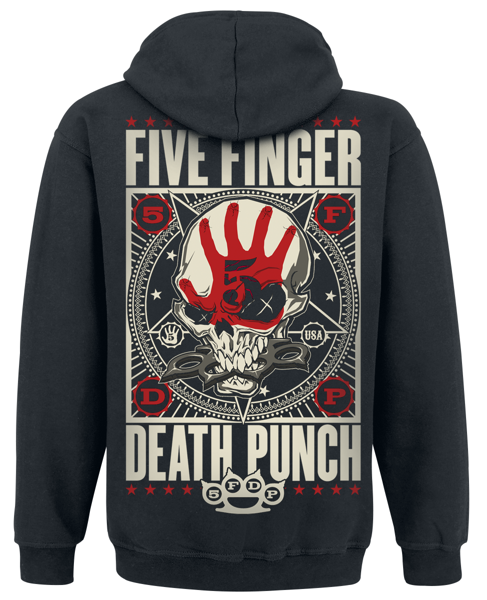 Sweat-shirt à capuche  de Five Finger Death Punch - Punchagram - S à XL - pour Homme - noir - Five Finger Death Punch - View 2