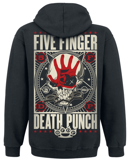 Sweat-shirt à capuche  de Five Finger Death Punch - Punchagram - S à XL - pour Homme - noir - Five Finger Death Punch - View 2