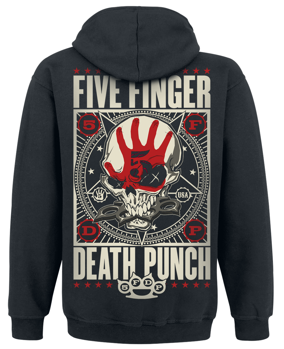 Sweat-shirt à capuche  de Five Finger Death Punch - Punchagram - S à XL - pour Homme - noir - Five Finger Death Punch - View 2