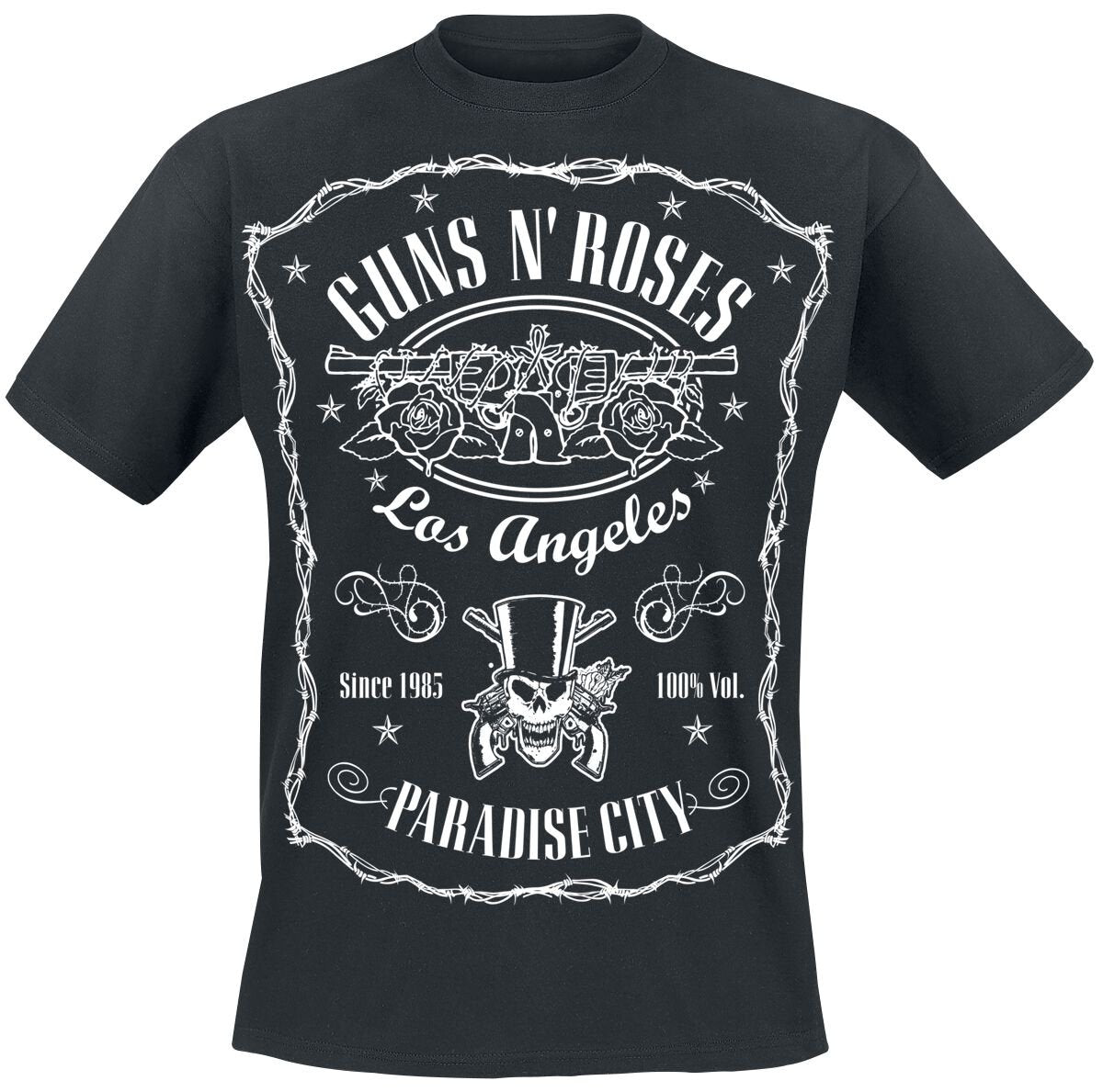 T-Shirt Manches courtes  de Guns N' Roses - Étiquette Paradise City - S à 4XL - pour Homme - noir - Guns N' Roses