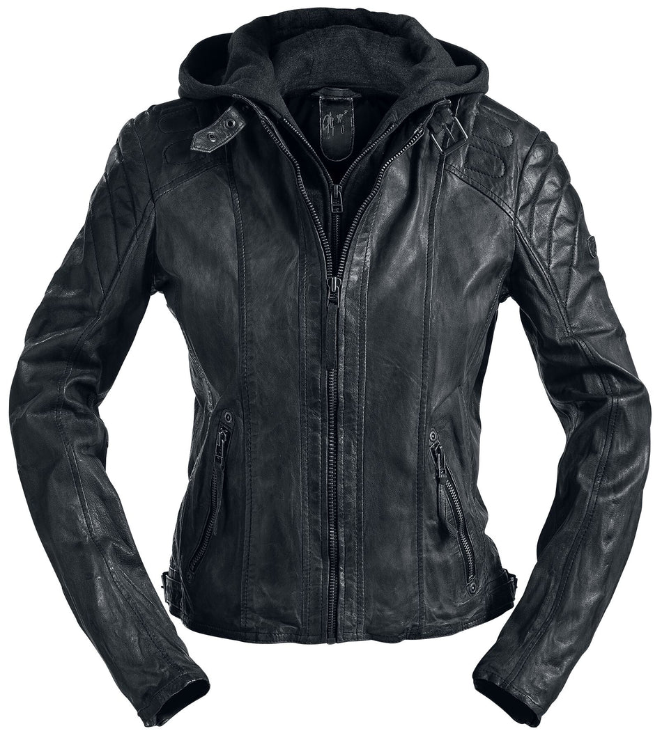 Veste en cuir  de Mauritius - Chasey - S à 6XL - pour Femme - noir - Mauritius