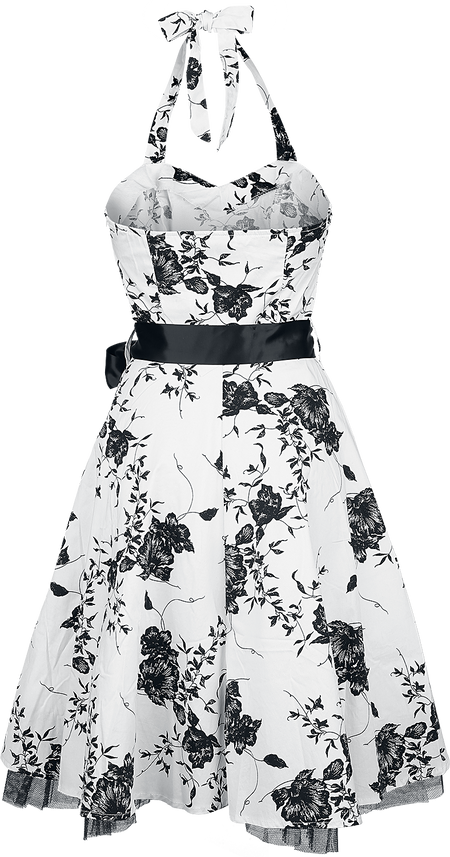 Robe mi-longue Rockabilly de H&R London - Robe Longue Florale - XS à XXL - pour Femme - blanc/noir - H&R London - View 2