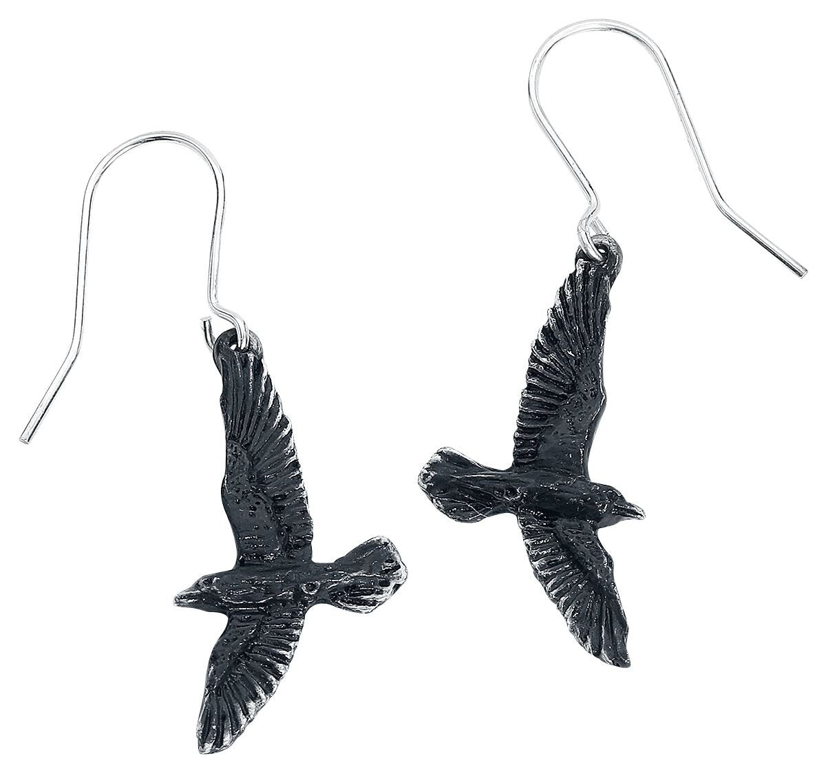 Boucles d'oreilles Gothic de Alchemy Gothic - Corbeau Noir - pour Femme - noir - Alchemy Gothic
