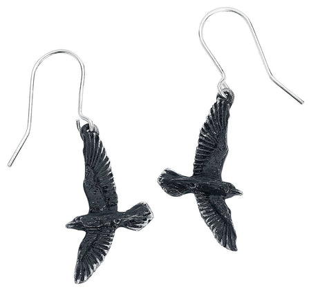 Boucles d'oreilles Gothic de Alchemy Gothic - Corbeau Noir - pour Femme - noir - Alchemy Gothic