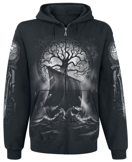Sweat-shirt zippé à capuche  de Toxic Angel - Naglfar - S à 5XL - pour Homme - noir - Toxic Angel