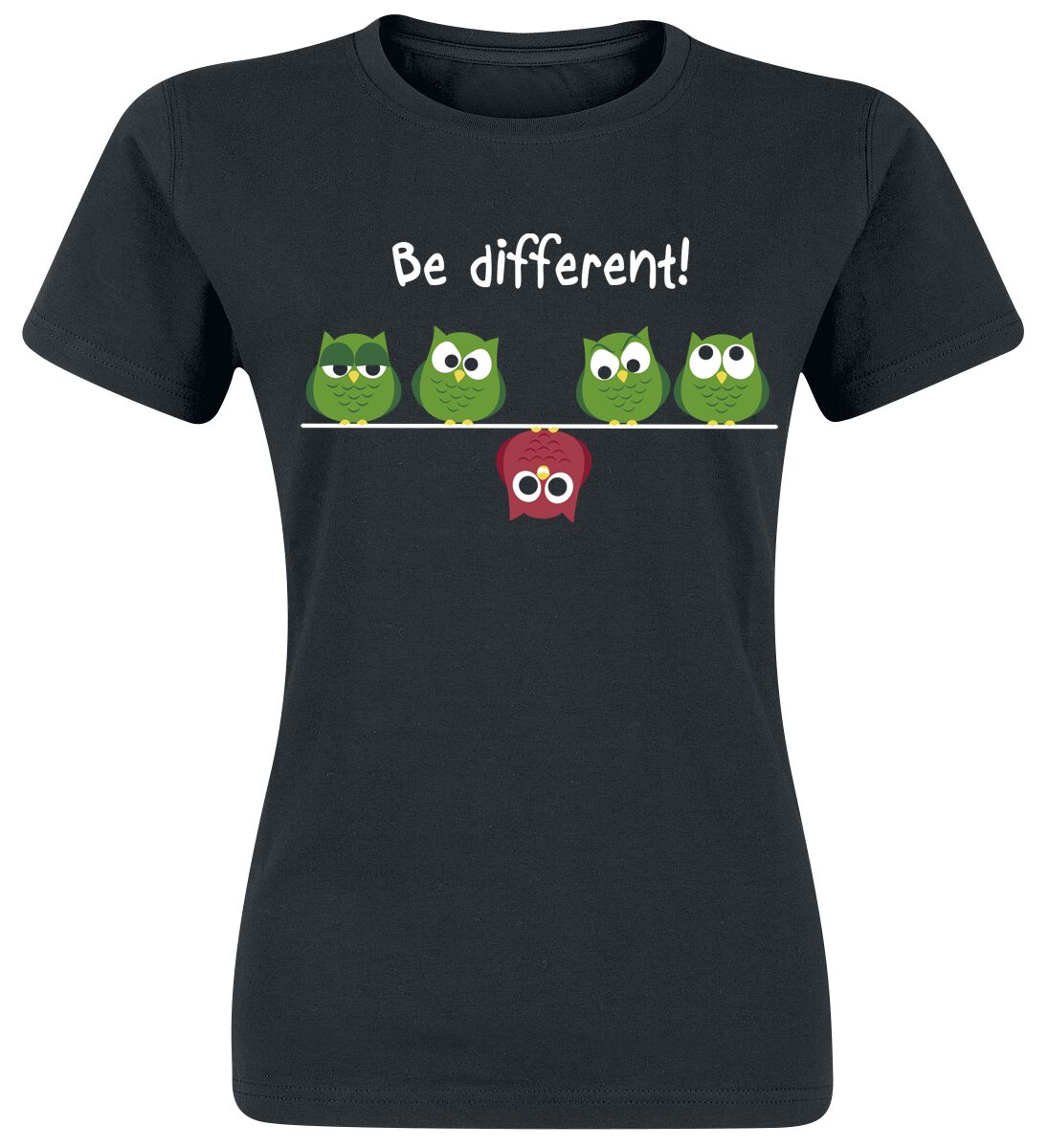 T-Shirt Manches courtes Fun de Be Different! - XS à 3XL - pour Femme - noir - Be Different!