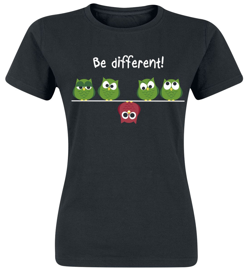 T-Shirt Manches courtes Fun de Be Different! - XS à 3XL - pour Femme - noir - Be Different!